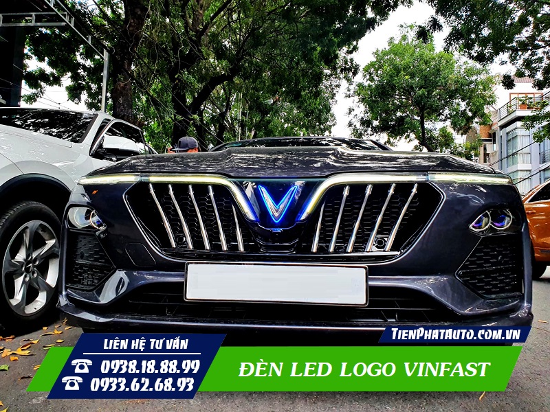 Phần đầu xe nổi bật hơn khi độ đèn LED Logo phát sáng Vinfast
