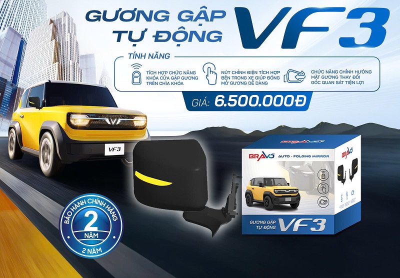 Độ gương điện Vinfast VF3 có tích hợp xi nhan trên gương