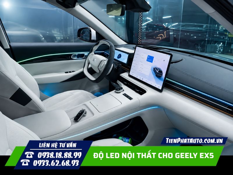 độ led nội thất cho geely ex5 lắp đặt gọn gàng, không ảnh hưởng điện zin 