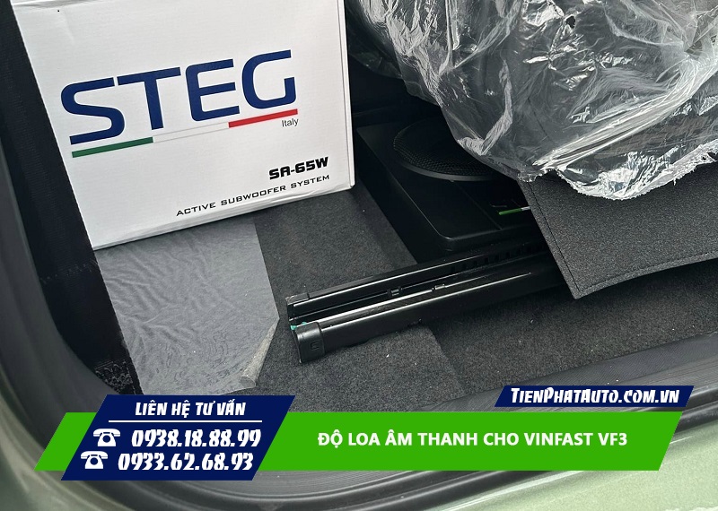 Hệ thống loa sub gầm ghế được lắp dưới ghế bên phụ Vinfast VF3