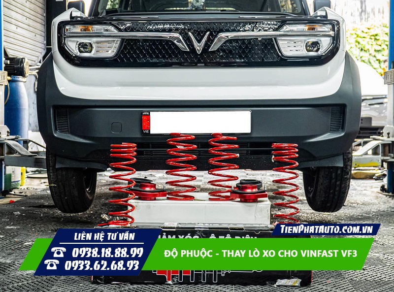 Độ phuộc nâng cấp thay lò xo cho Vinfast VF3 giúp nhún giảm xóc êm ái hơn