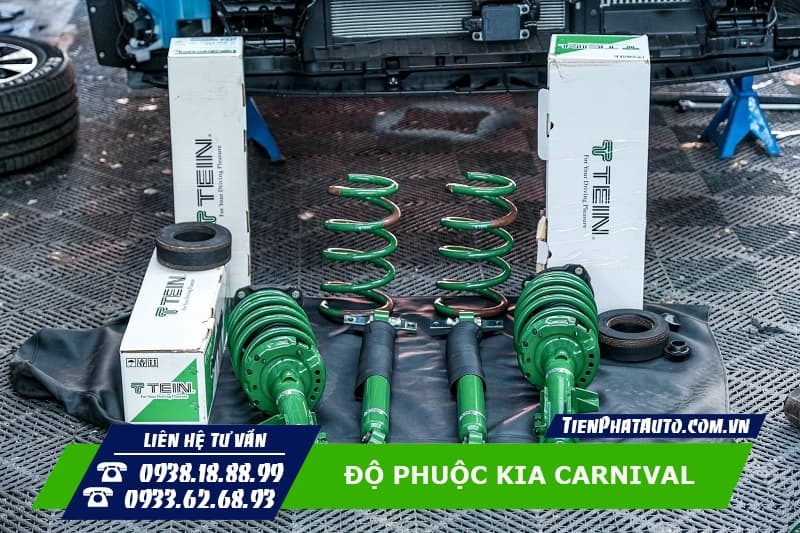 Độ phuộc cho xe Kia Carnival giúp nâng gầm cao hơn và có 16 nấc tùy chỉnh