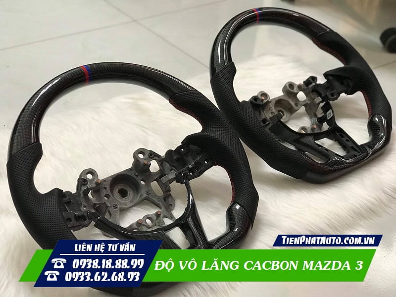 Vô lăng cacbon Mazda 3 có nhiều kiểu dáng và màu sắc để bạn lựa chọn