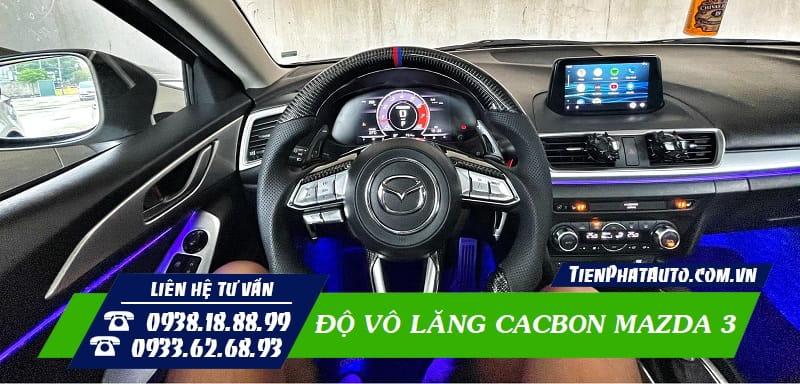 Độ vô lăng Cacbon Mazda 3 giúp nội thất xe nổi bật hơn