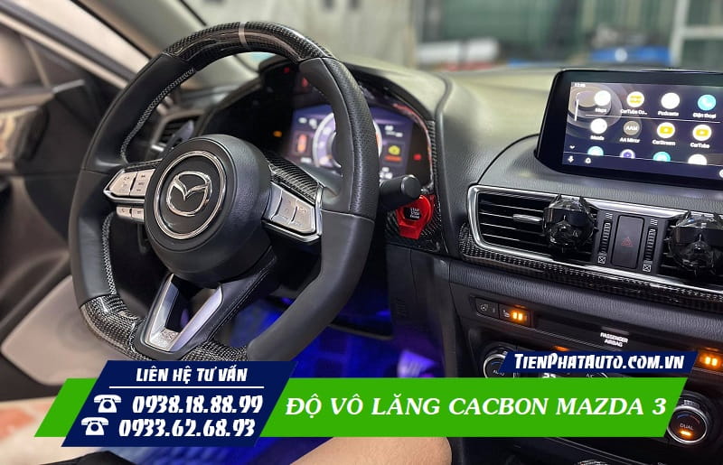 Vô lăng cacbon Mazda 3 được thiết kế dành riêng từng dòng đời xe