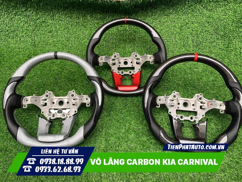 Vô lăng Carbon Kia Carnival có đầy đủ kiểu dáng màu sắc để bạn lựa chọn