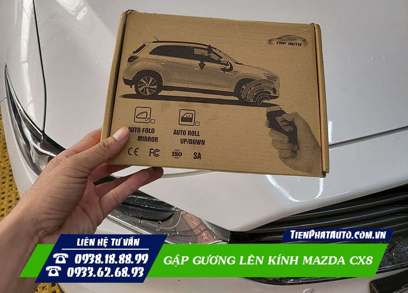 Mazda CX8 lắp gập gương lên xuống kính tại Tiến Phát Auto