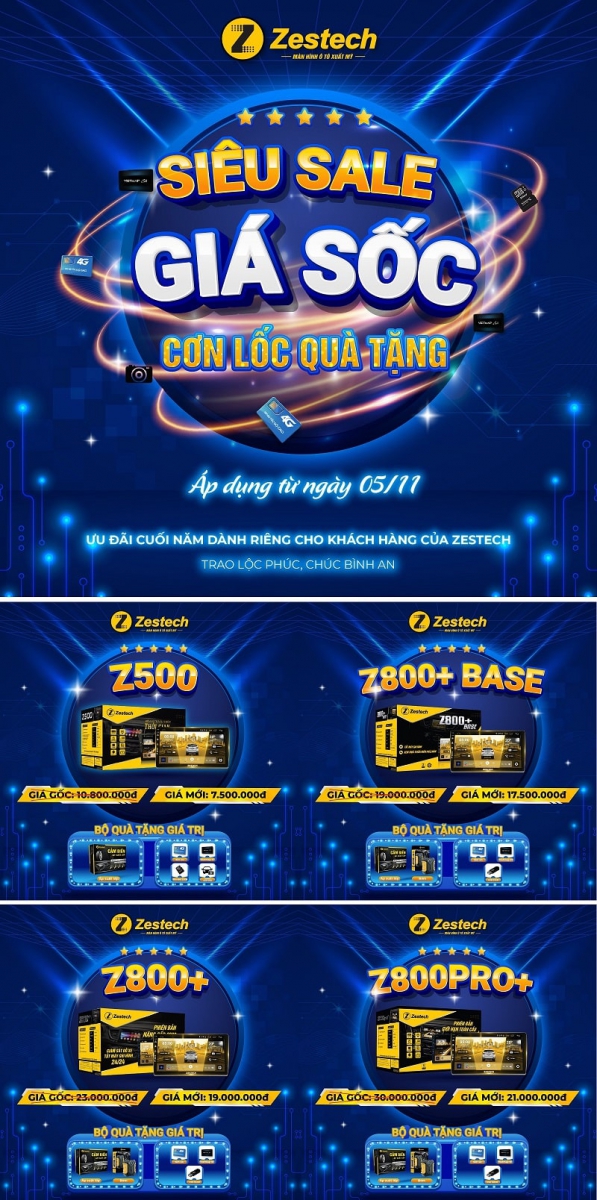 Zestech giảm giá màn hình Android mùa hè siêu khủng đến 25%