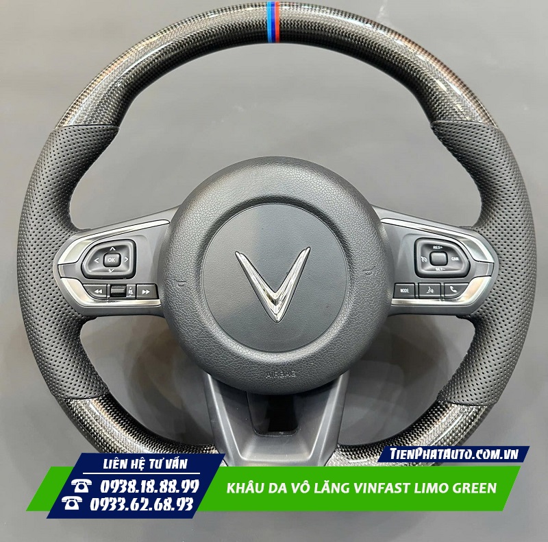 Độ vô lăng Carbon cho Vinfast Limo Green tăng tính thể thao và thẩm mỹ