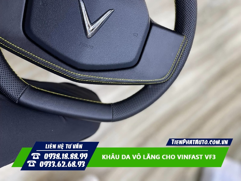 Tiến Phát Auto chuyên khâu da vô lăng cho xe Vinfast VF3
