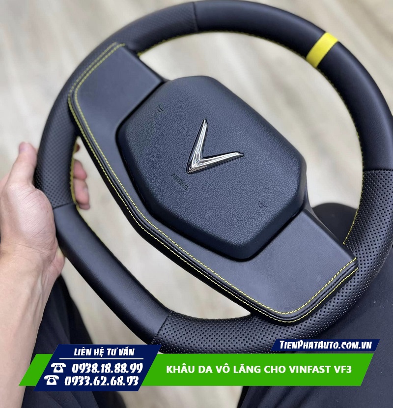Khâu da vô lăng cho Vinfast VF3 mang lại nhiều sự tiện lợi
