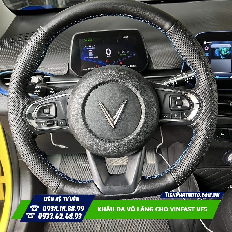 Tiến Phát Auto chuyên khâu da vô lăng cho xe Vinfast VF5