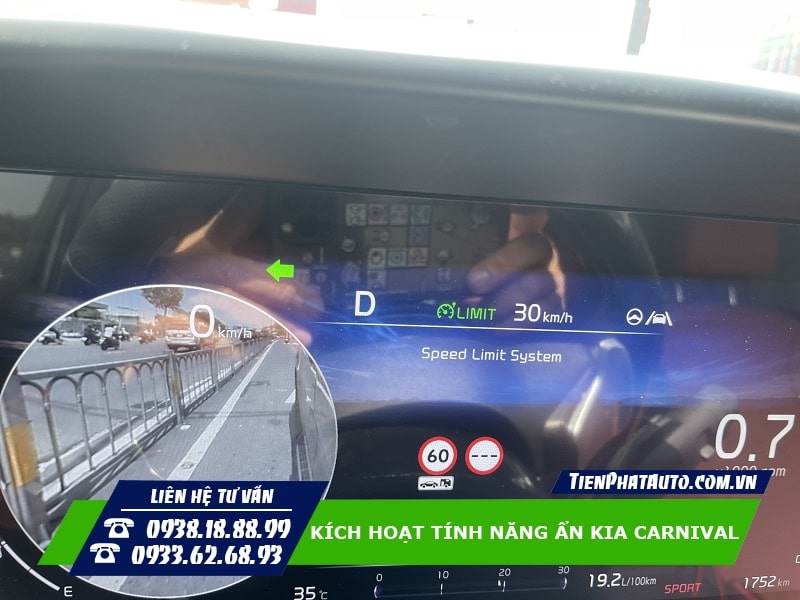 Giới hạn tốc độ (LIMIT) sau khi kích hoạt tính năng ẩn Kia Carnival