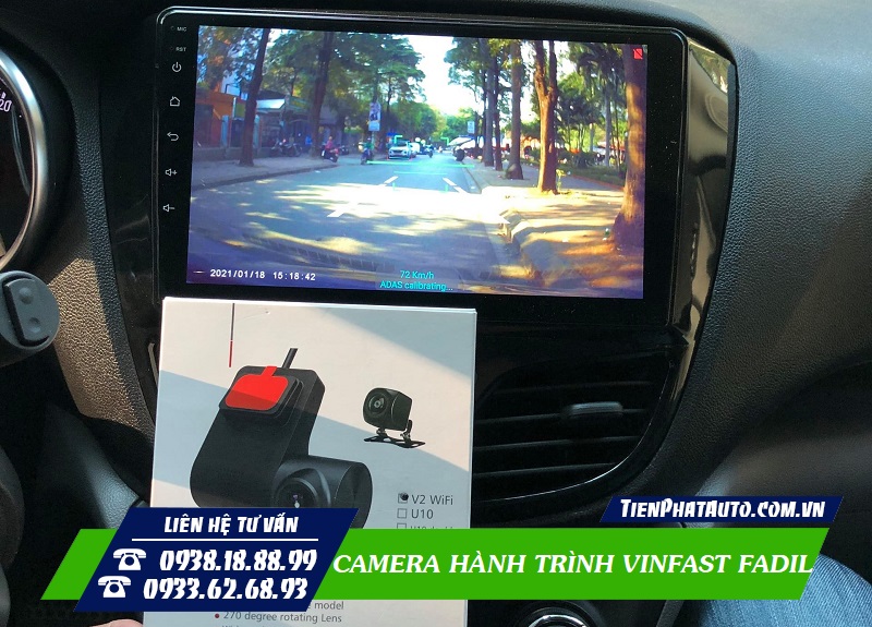 Camera hành trình tích hợp màn hình DVD Android trên Vinfast Fadil
