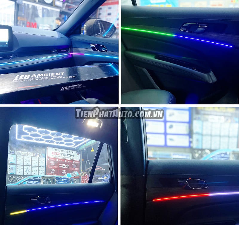 Hình ảnh LED nội thất Ford Territory được lắp trên viền cửa và taplo xe