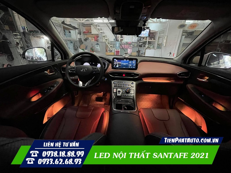 LED nội thất Santafe 2021 - 2022 được tích hợp hiệu ứng chuyển động theo tiếng nhạc