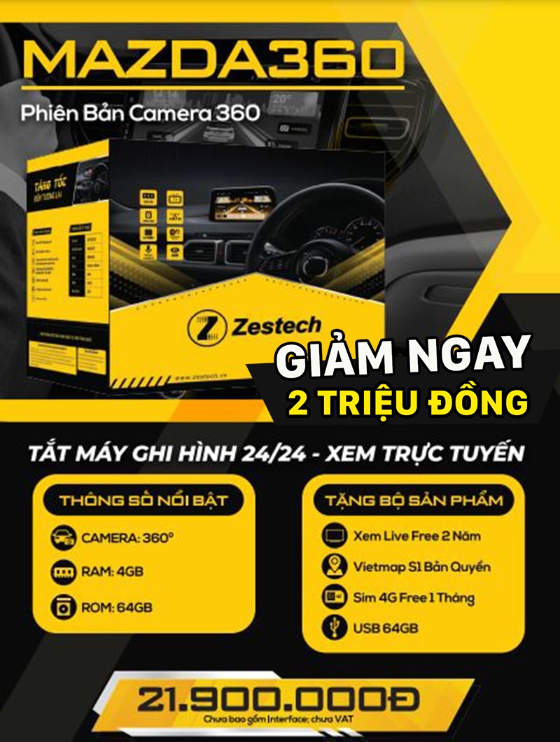 Bảng giá và cấu hình màn hình ô tô Zestech Mazda360 chính hãng