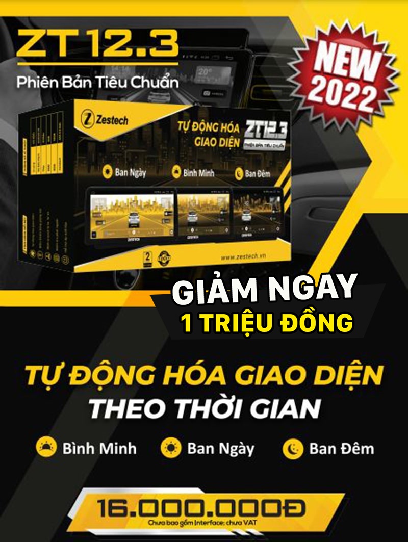 Bảng giá và cấu hình màn hình ô tô Zestech 12.3 inch bản tiêu chuẩn chính hãng