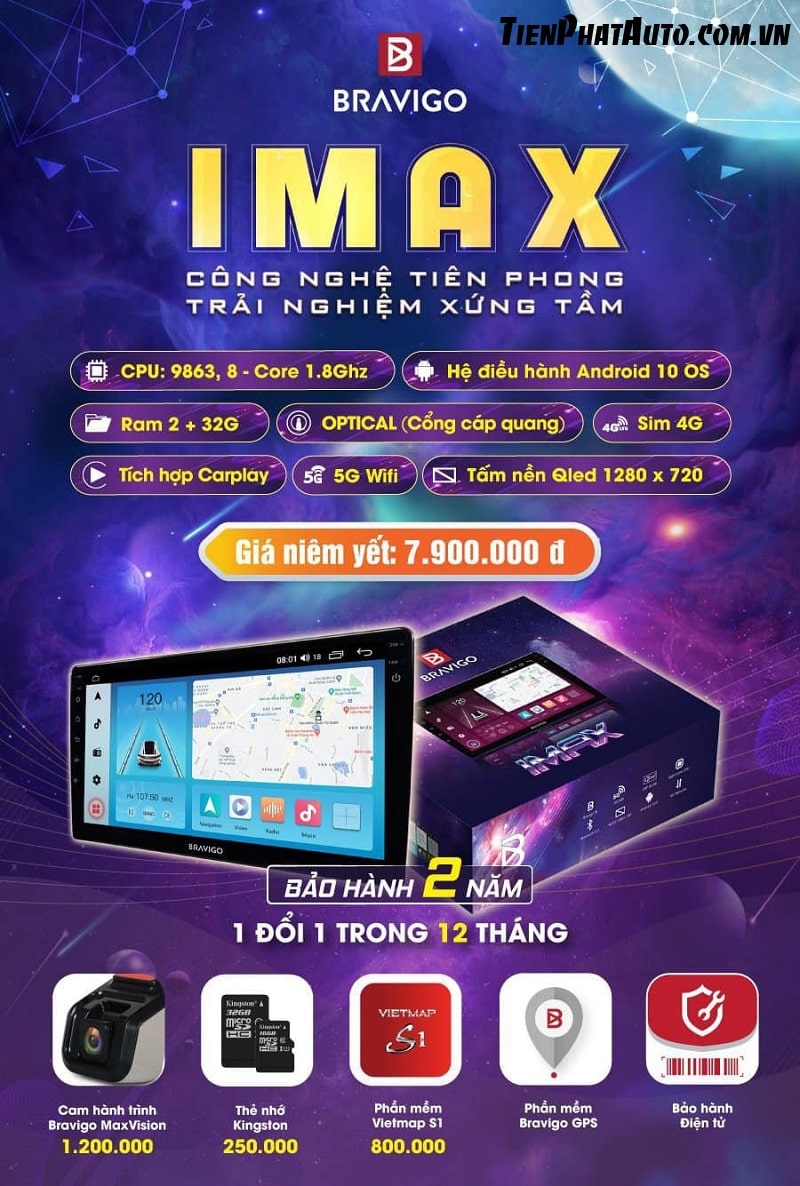 Bảng giá màn hình Android Bravigo IMAX chính hãng kèm quà tặng