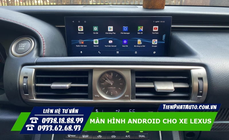 Hình ảnh màn hình Android lắp đặt trên xe Lexus IS
