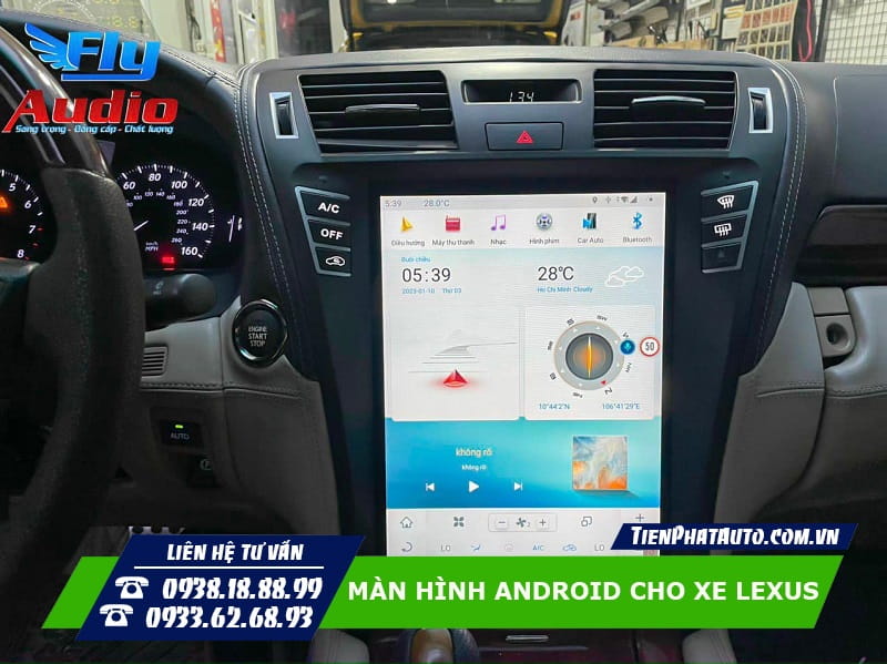 Hình ảnh màn hình Android lắp đặt trên xe Lexus LS460