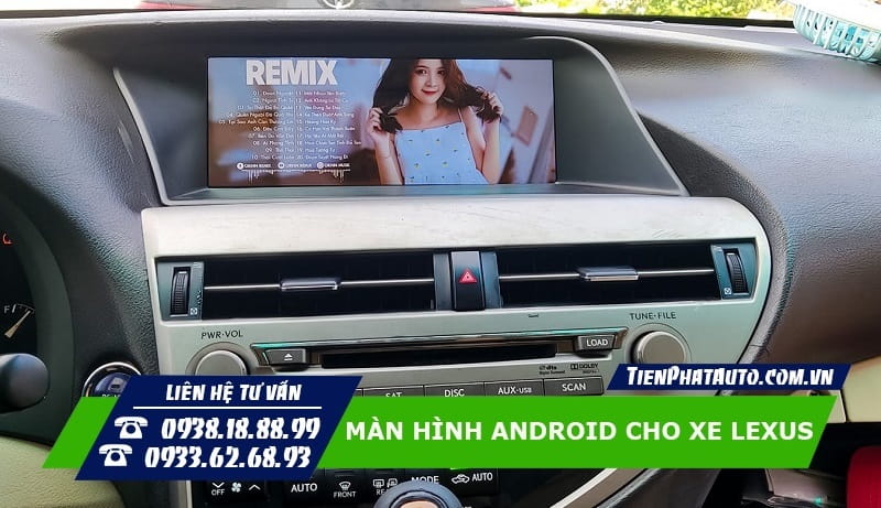 Hình ảnh màn hình Android Fly lắp đặt trên xe Lexus RX450