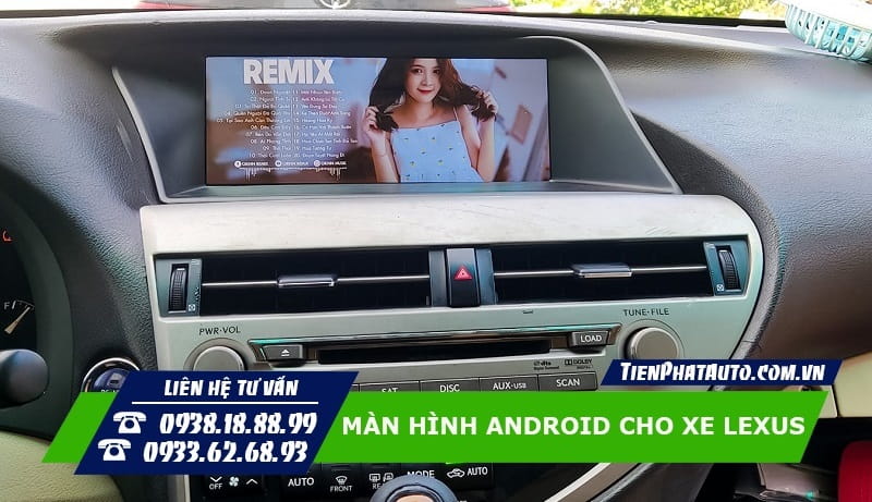 Hình ảnh màn hình Android lắp đặt trên xe Lexus RX450