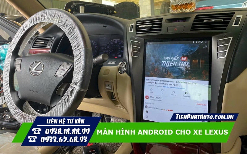 Hình ảnh màn hình Android lắp đặt trên xe Lexus LS460