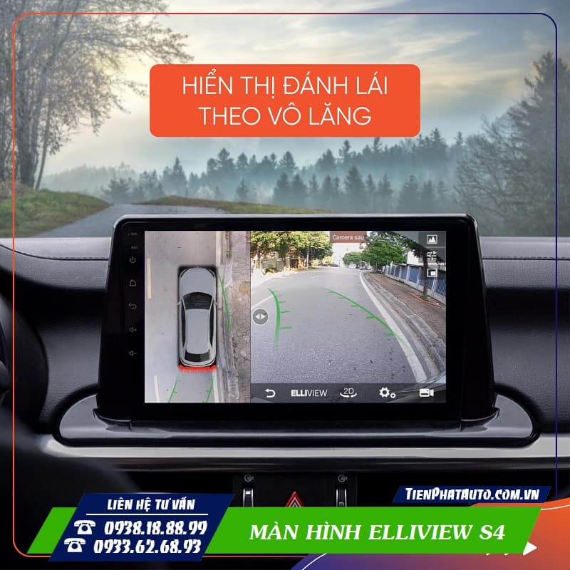 Elliview S4 tích hợp camera 360 độ và hiển thị đánh lái chiều xoay vô lăng