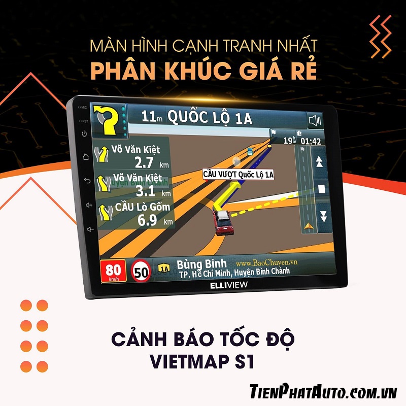 Màn hình Elliview U3 tích hợp phần mềm chỉ dẫn đường và cảnh báo giao thông