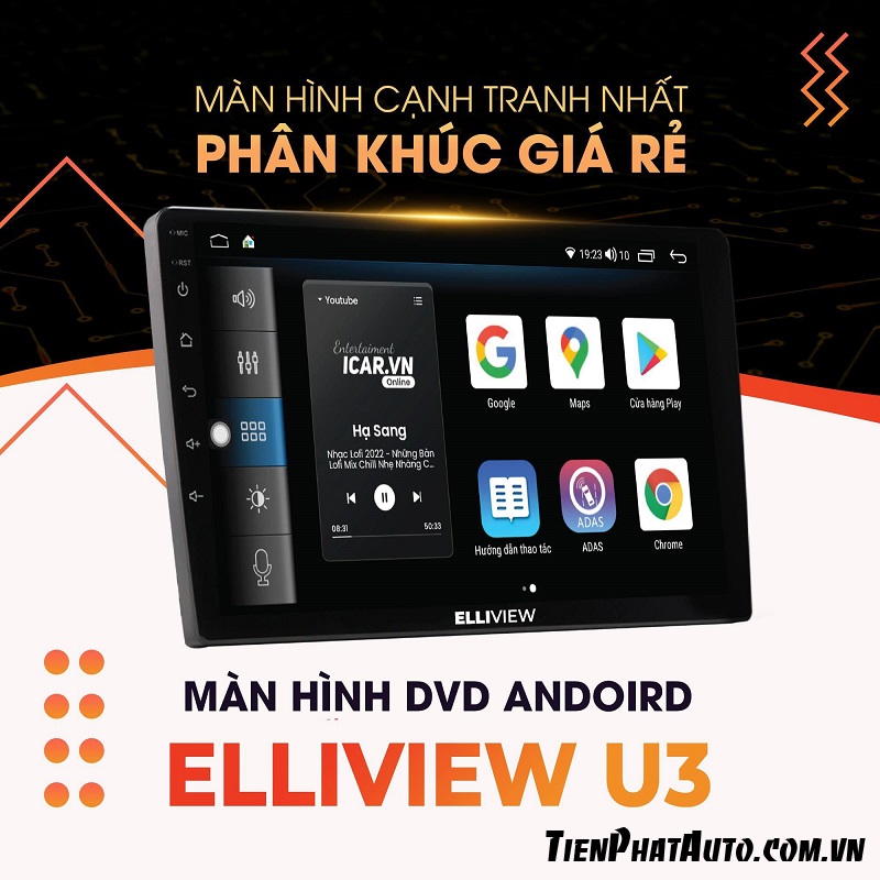 Màn hình Android Elliview U3 chính hãng phân khúc giá rẻ