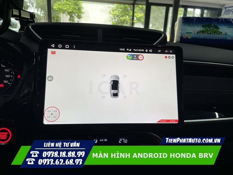Màn hình Android cho Honda BRV tích hợp cảm biến áp suất lốp