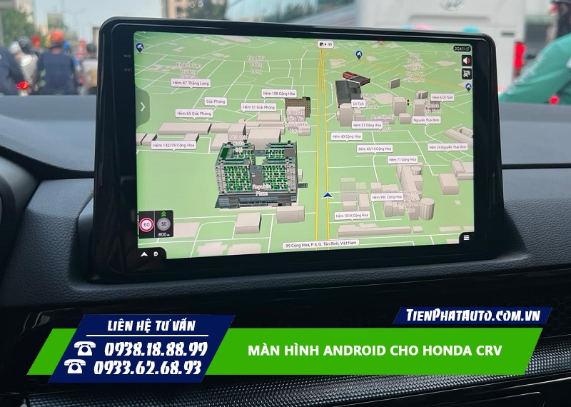 Màn hình Android cho CRV giúp xem chỉ đường, cảnh báo giao thông