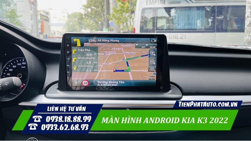 Màn hình DVD Android Kia K3 2022 tích hợp chỉ dẫn đường thông minh