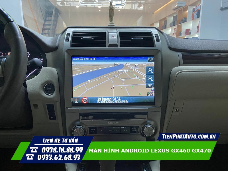 Màn hình Android Lexus GX460 GX470 tích hợp xem bản đồ, cảnh báo giao thông