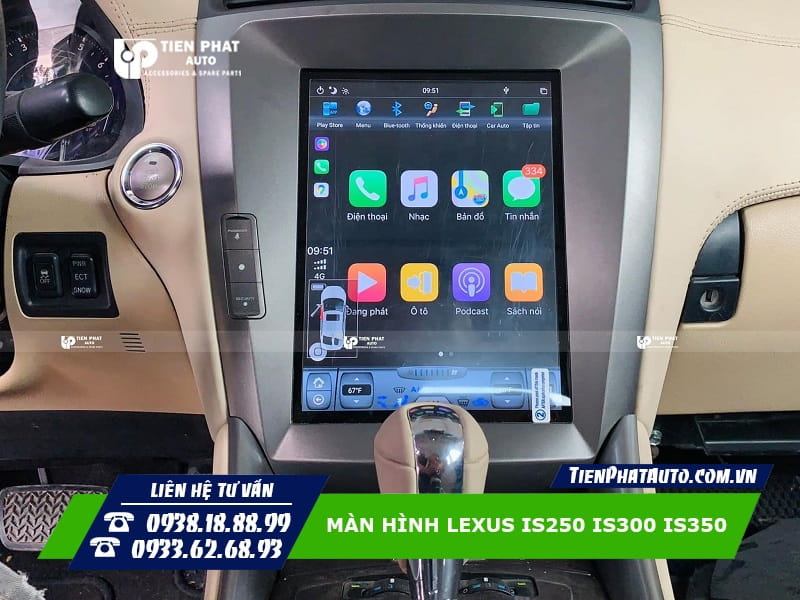 Màn hình Android cho Lexus IS250 IS300 IS350 hỗ trợ xem bản đồ chỉ đường