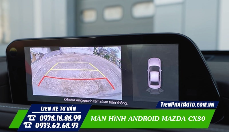 Tích hợp camera lùi hiển thị rõ nét kèm vạch đánh lái
