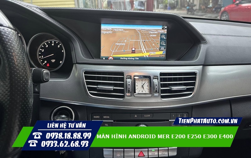 Màn hình Android Mercedes E250 E300 E400 E200 hỗ trợ xem chỉ đường, cảnh báo giao thông
