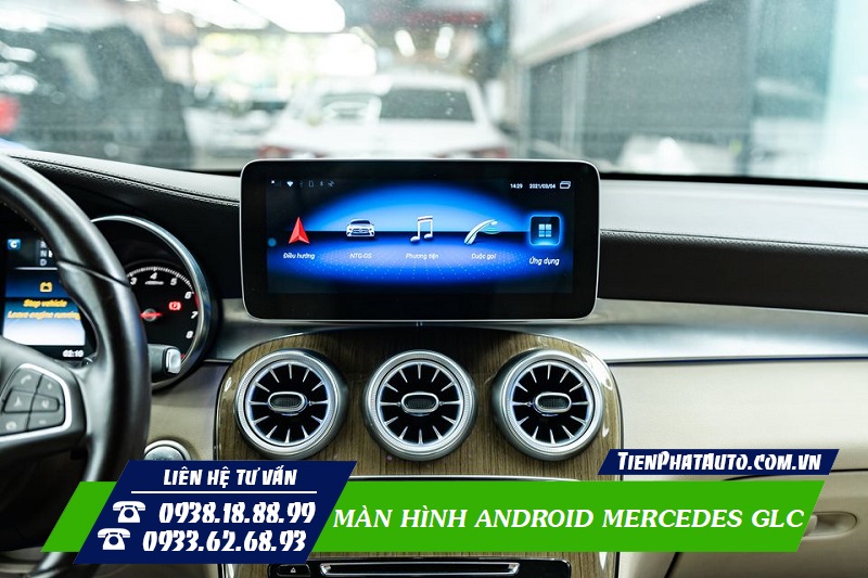 Màn hình Android Mercedes GLC có chất lượng hiển thị rõ nét