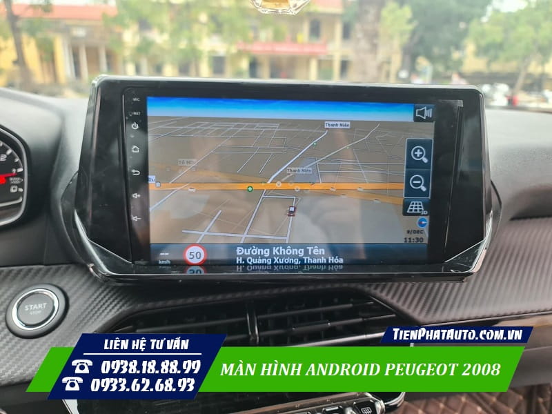 Màn hình Android Peugeot 2008 tích hợp phần mềm xem bản đồ Vietmap S1