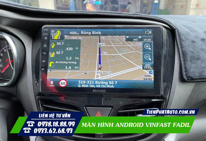 Màn hình Android tích hợp hệ thống bản đồ chỉ dẫn đường tiện lợi