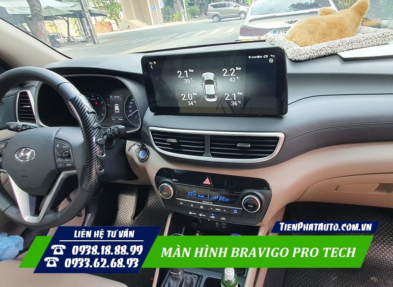 Màn hình Bravgo Pro Tech tích hợp hệ thống cảm biến áp suất lốp