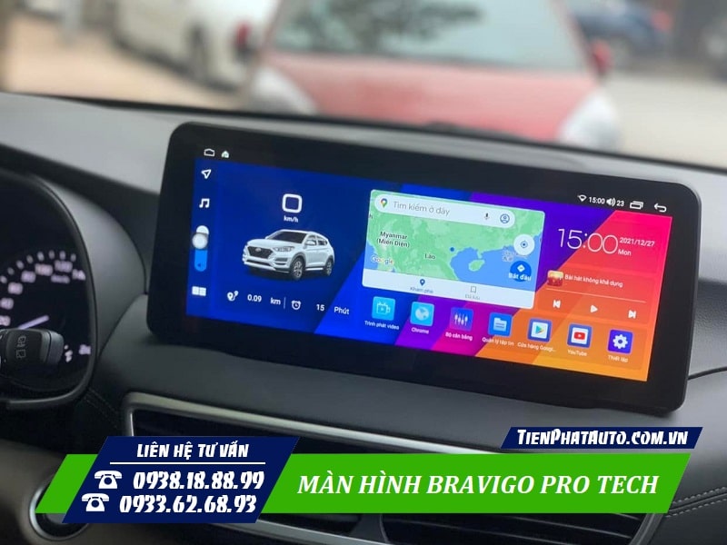 Hình ảnh màn hình Bravigo Pro Tech lắp trên Hyundai Tucson