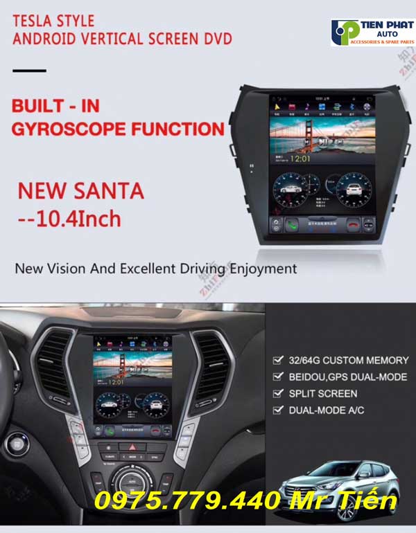 dvd tesla cho santafe 2014-2018 gia re