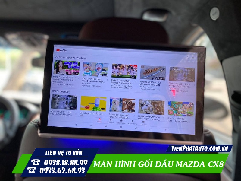 Màn hình gối đầu Mazda CX8 giúp đáp ứng mọi nhu cầu giải trí