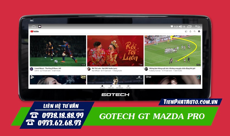Màn hình Android Gotech GT Mazda PRO đáp ứng mọi nhu cầu giải trí trên xe