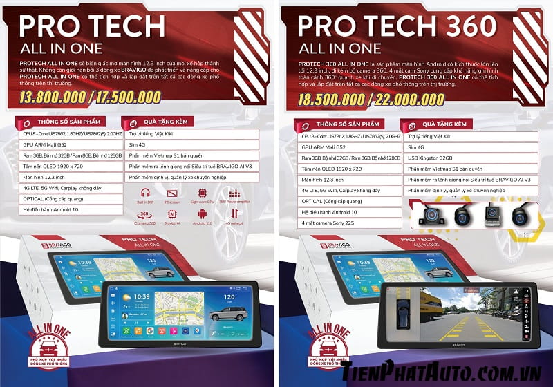 Bảng giá màn hình ô tô 12.3 inch chính hãng Bravigo