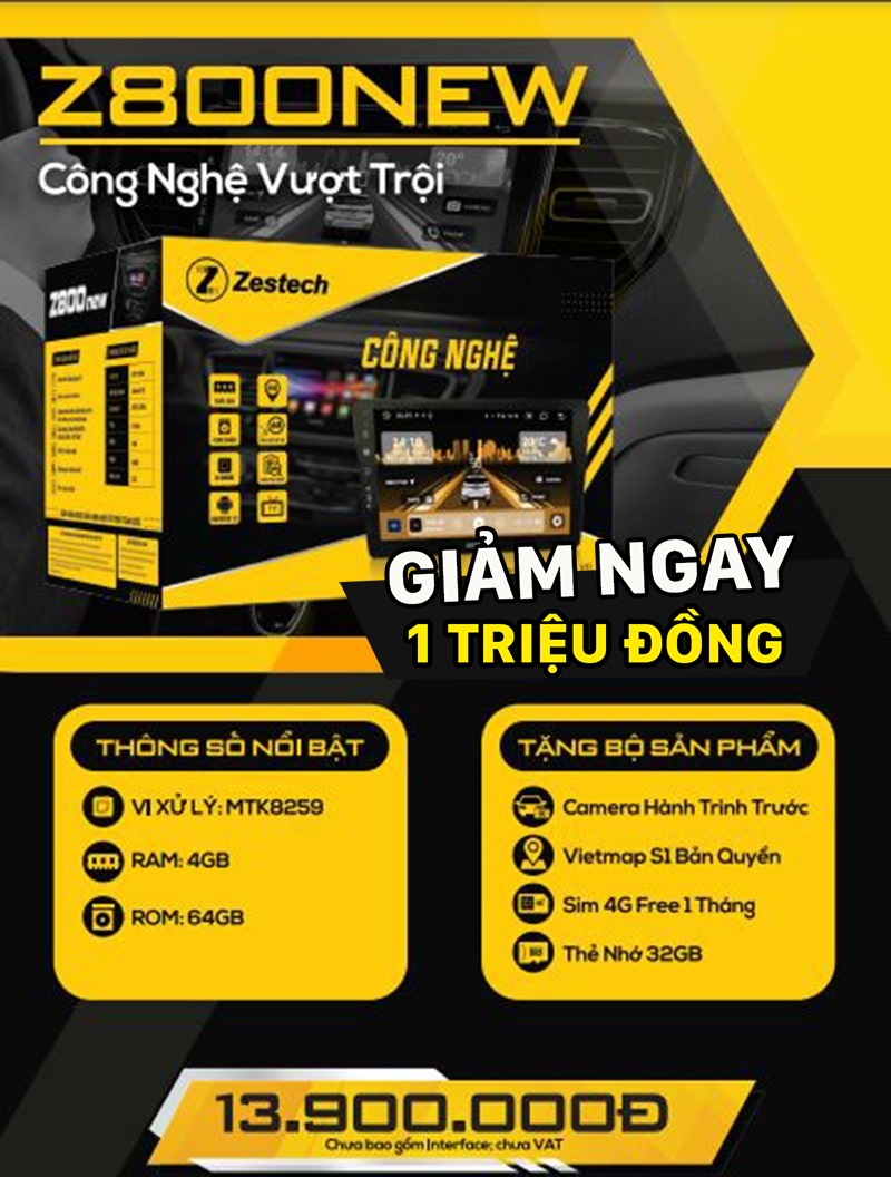 Bảng giá và cấu hình màn hình ô tô Zestech Z800 New chính hãng