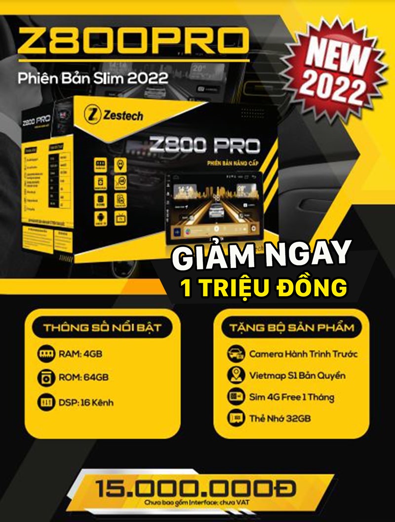Bảng giá và cấu hình màn hình ô tô Zestech Z800 Pro Slim chính hãng