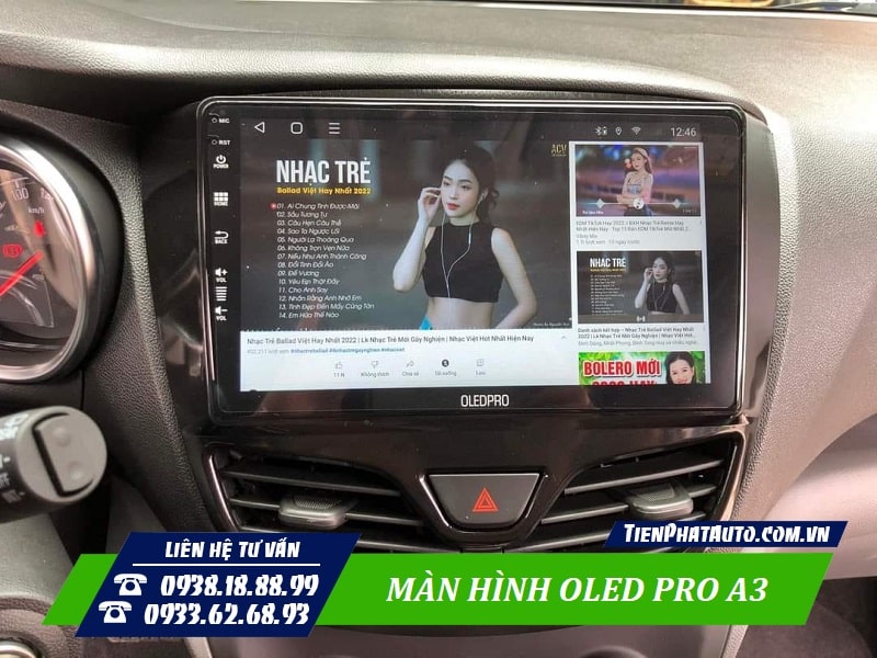 Màn hình OLED Pro A3 giúp đáp ứng mọi nhu cầu giải trí trên xe